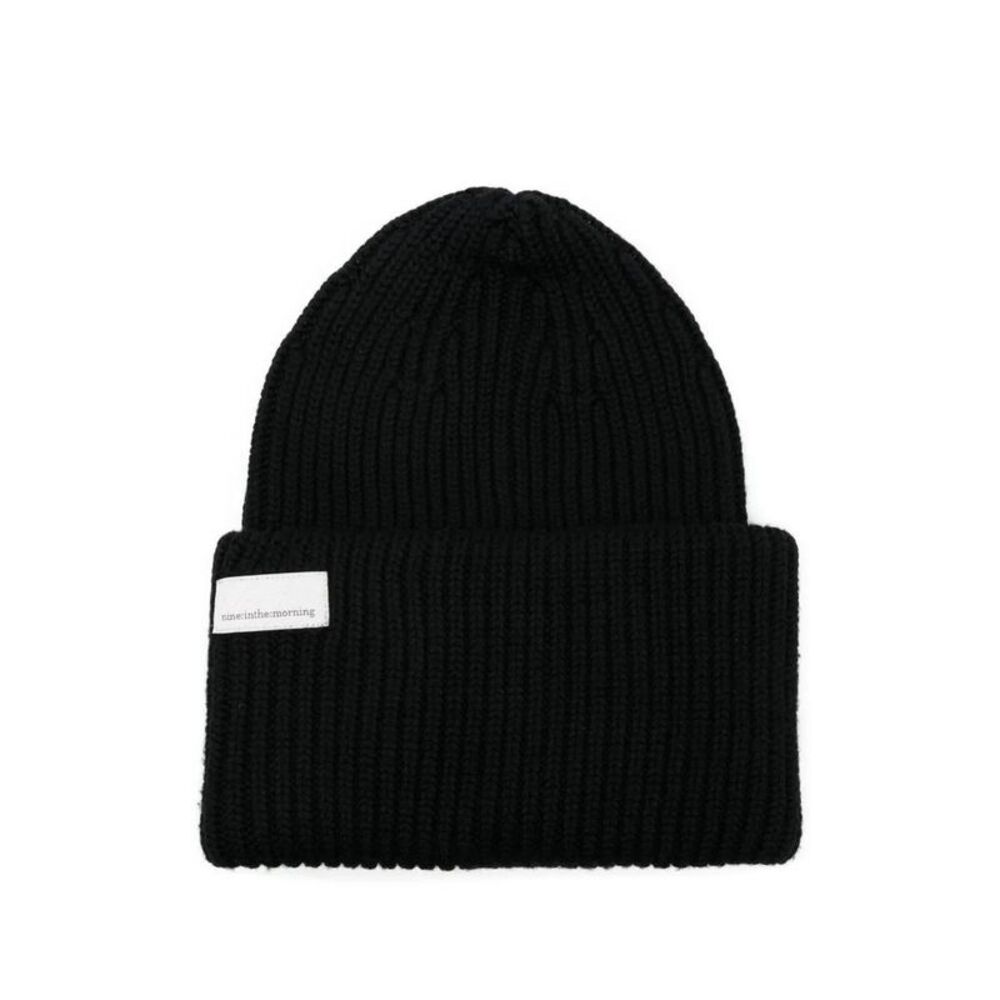 NINE IN THE MORNING Ribbed Knit Beanie Hat Unisex BLACK Hats & Caps